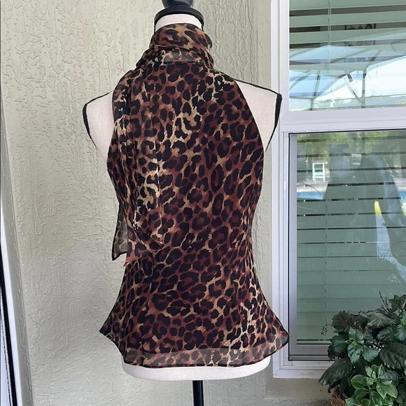 Bandolino Leopard Print Halter Blouse - Picture 2 of 5